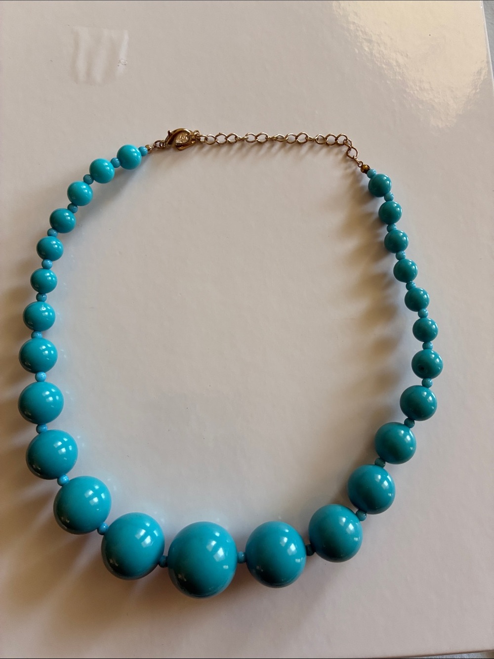 Vintage Yousi Turquoise Graduated Bead Necklace with Gold-Tone Chain